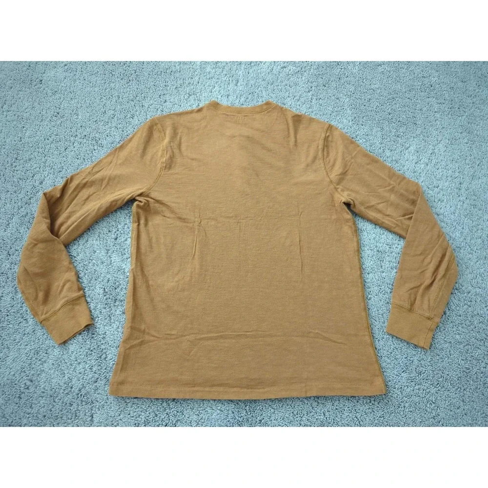 J Crew‎ Henley Shirt Mens Large Orange Long Sleeve Pullover 100% Cotton Casual